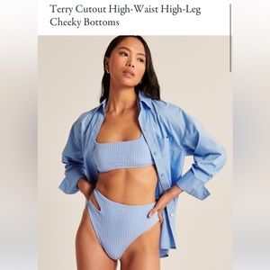 Abercrombie terry cut out high waist leg cheeky bottom
